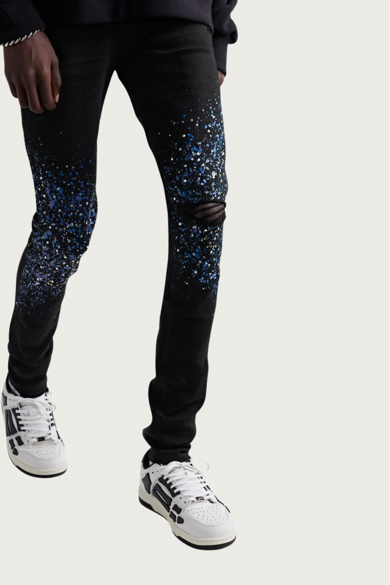 Blue Crystal Painter Jeans