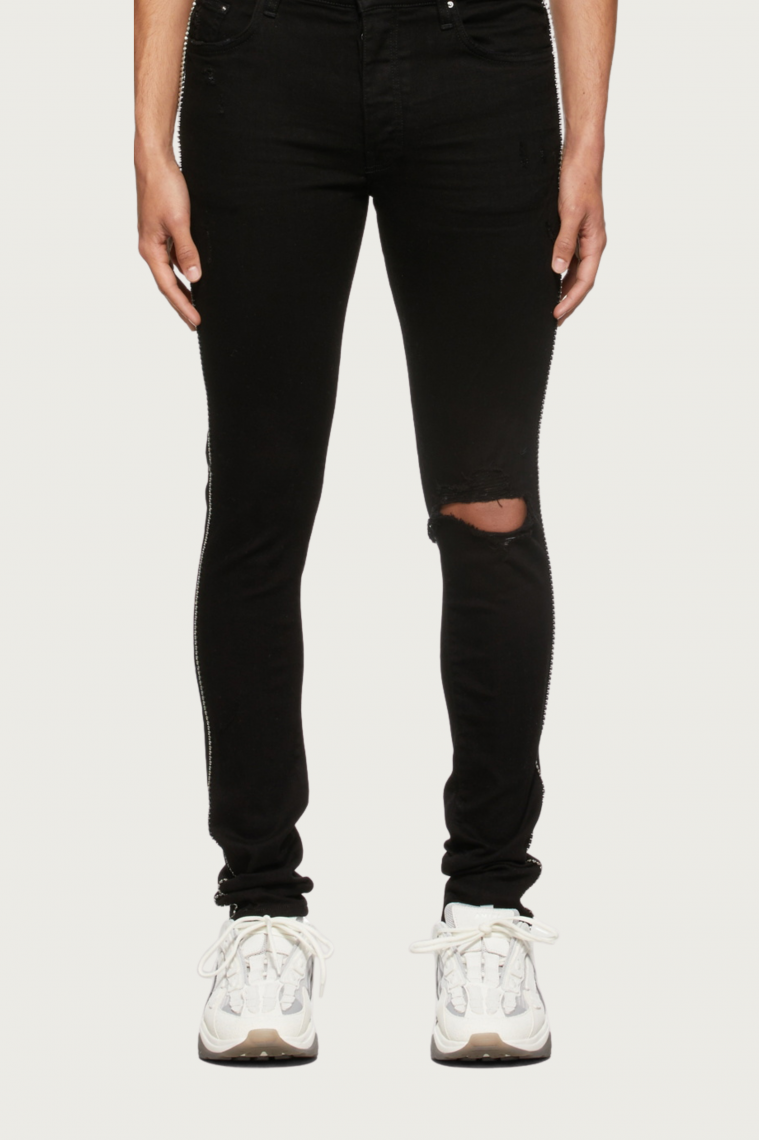 Black Crystal Track Jeans