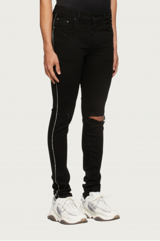 Black Crystal Track Jeans