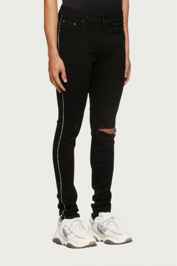 Black Crystal Track Jeans