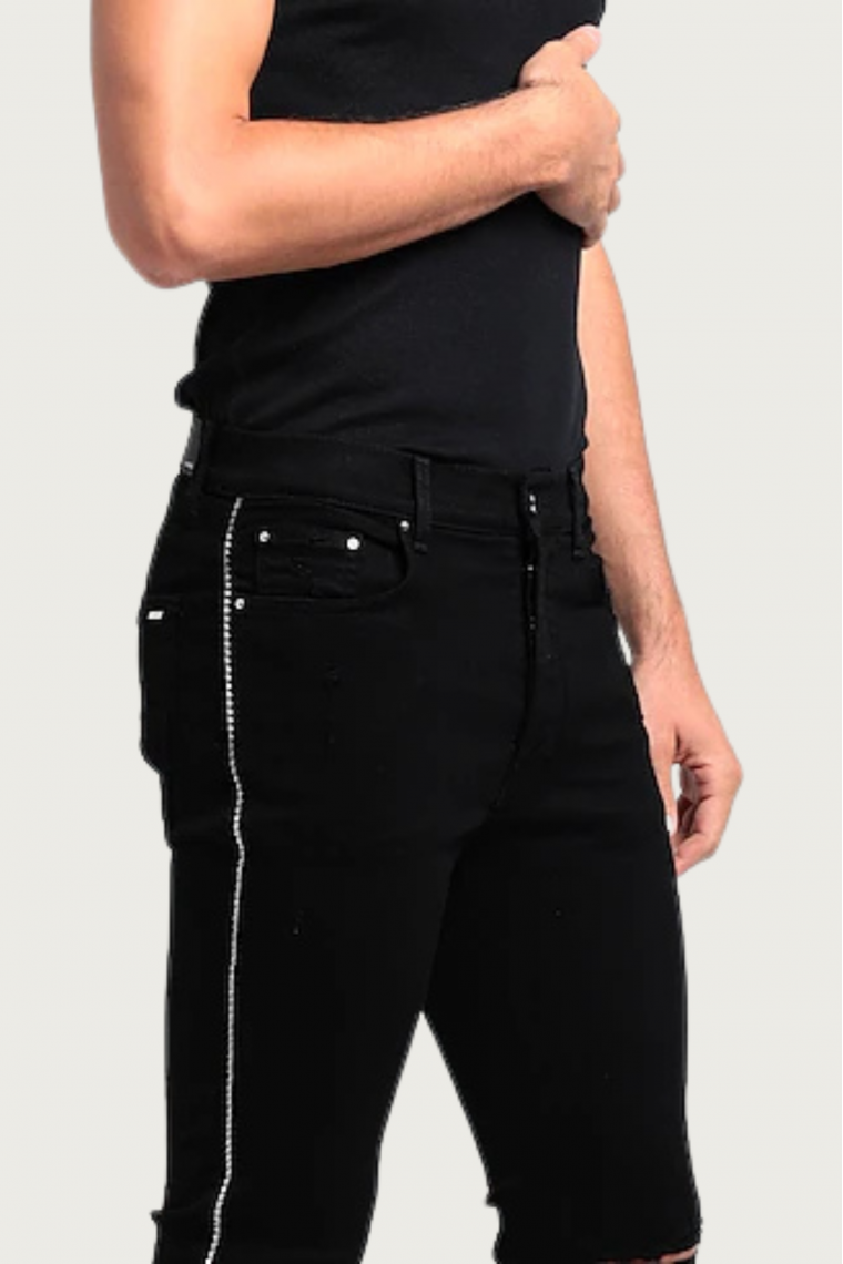 Black Crystal Track Jeans