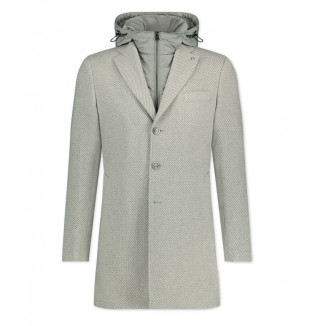 Wool Twill Outerwear With Removable Hood