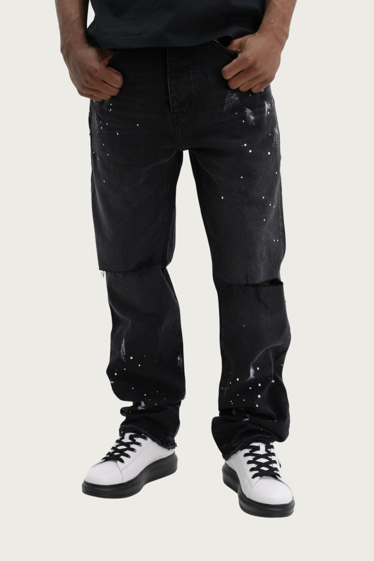 Knee Slit Paint Splatters