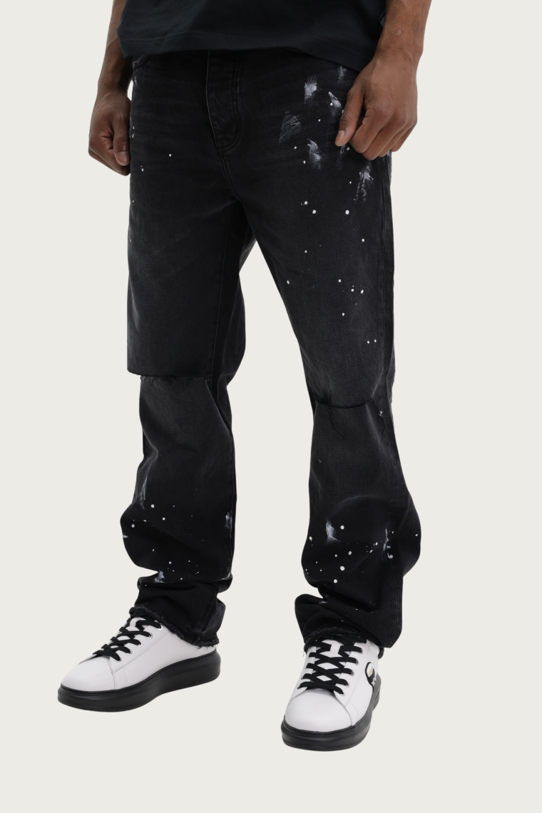 Knee Slit Paint Splatters